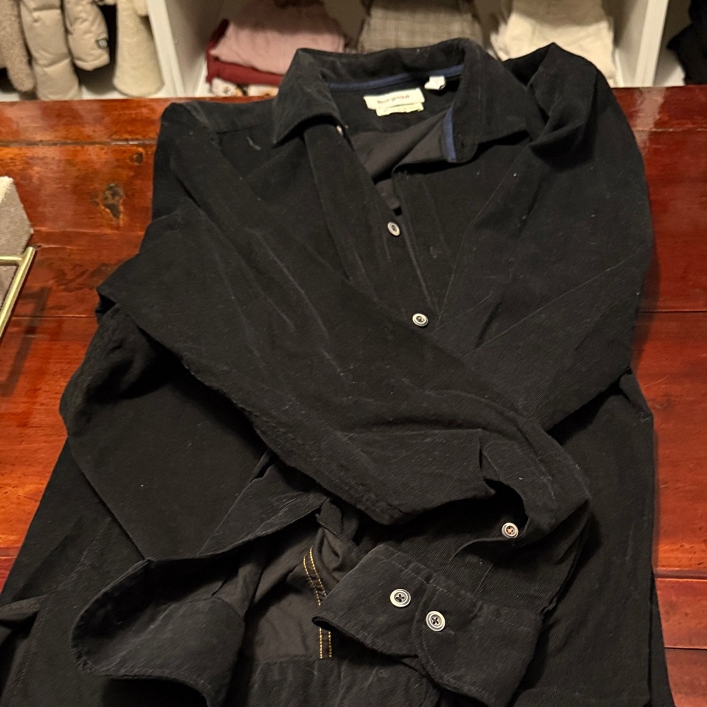 Borgo28 Black Corduroy Button-Down Shirt Men's L